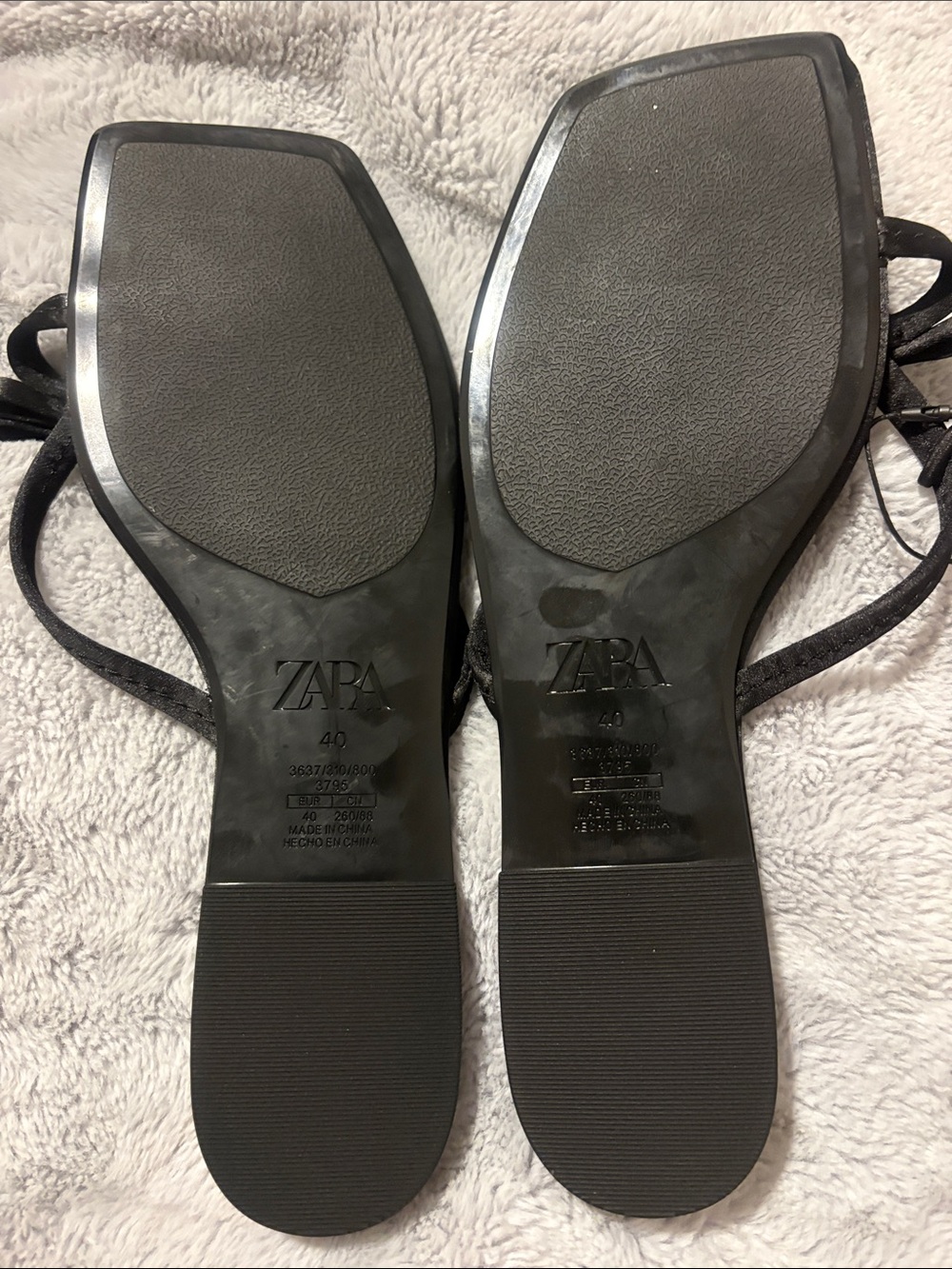NWT ZARA Black Bow Strap Square Toe Flat Sandals Size 40 (9) - Picture 3 of 4